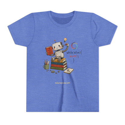 Coding for Kids while (alive) {learn ();} – Youth Short Sleeve Tee