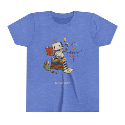 Coding for Kids while (alive) {learn ();} – Youth Short Sleeve Tee