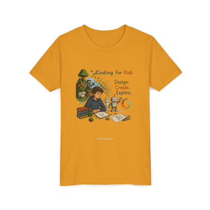 Coding For Kids Game Design Create Explore  – Youth Short Sleeve Tee