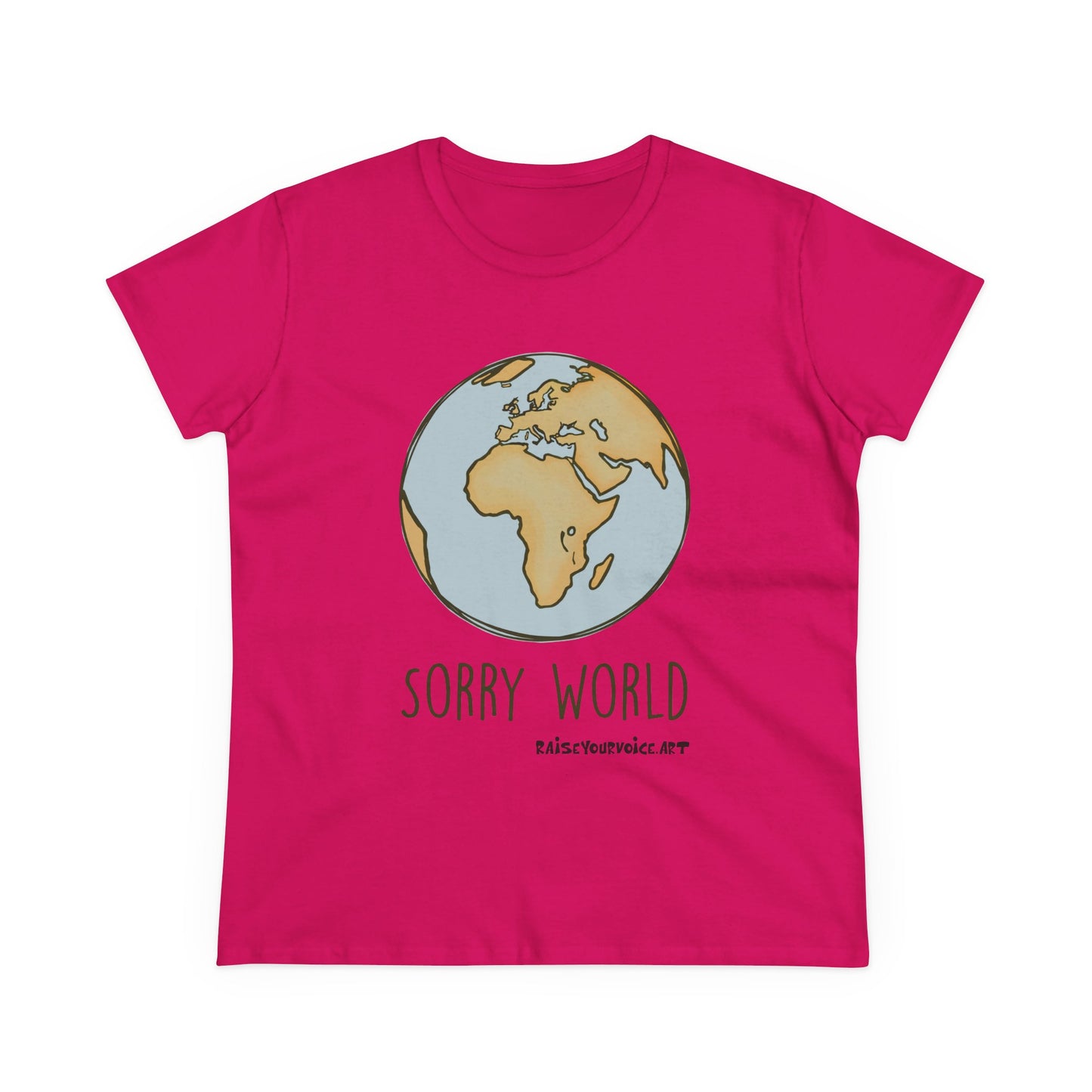 Earth-Inspired Sorry World Tee, Casual Cotton T-Shirt