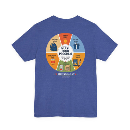 Stevi Food Program in the round, image front and bak – Unisex Jersey Short Sleeve Tee