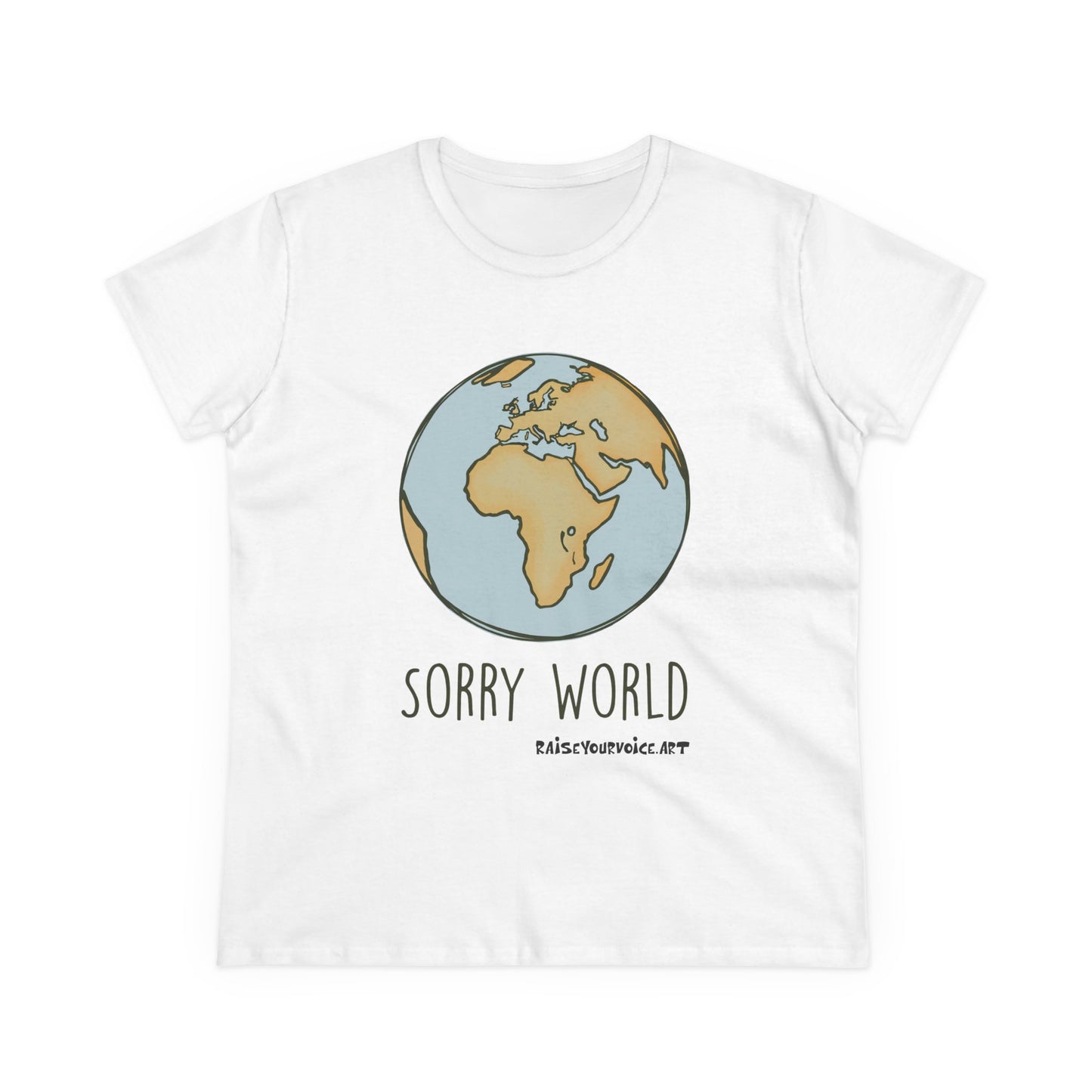 Earth-Inspired Sorry World Tee, Casual Cotton T-Shirt