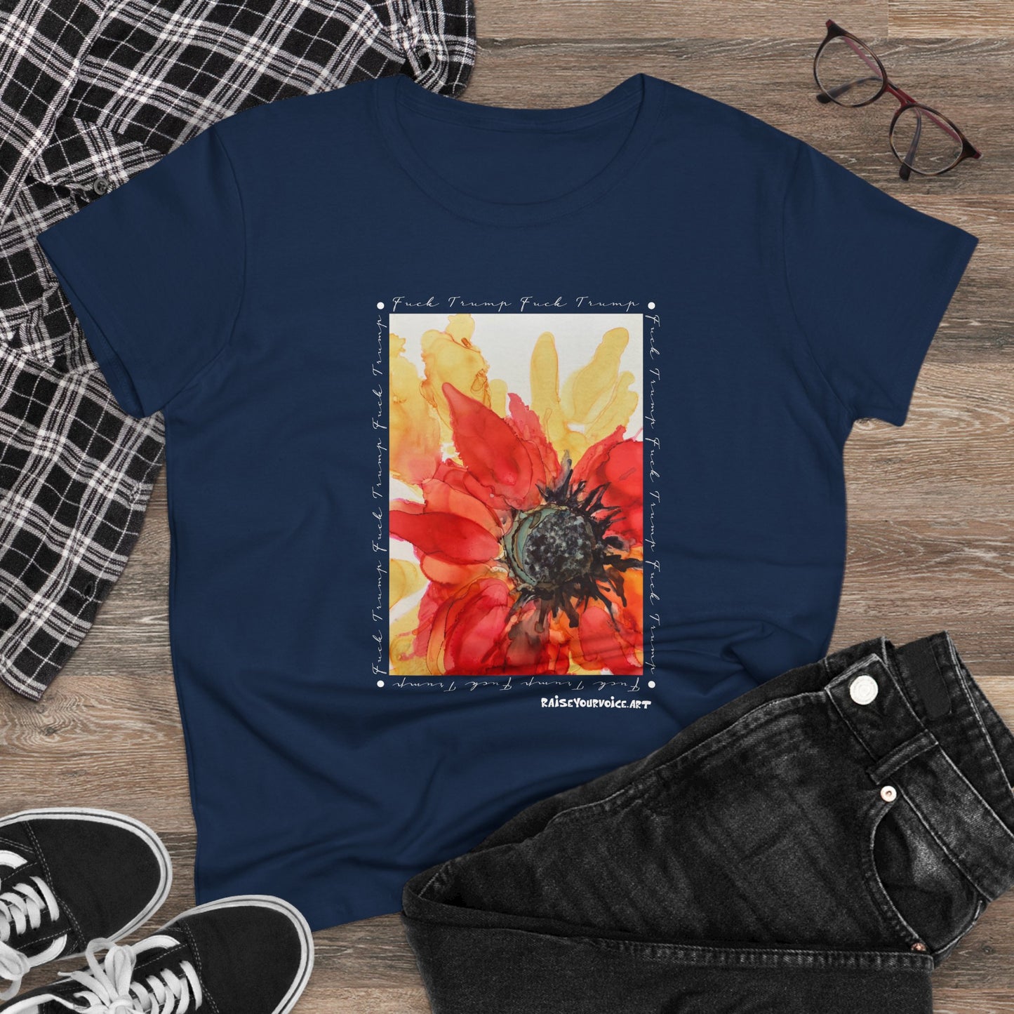 Women's Floral Midweight Cotton Tee, Comfortable Graphic Shirt, Summer Casual Wear, Gift for Her, Nature Lover's Fashion