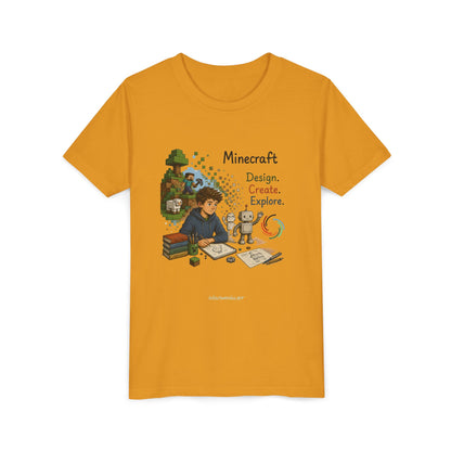 Coding For Kids Minecraft Design Create Explore  – Youth Short Sleeve Tee