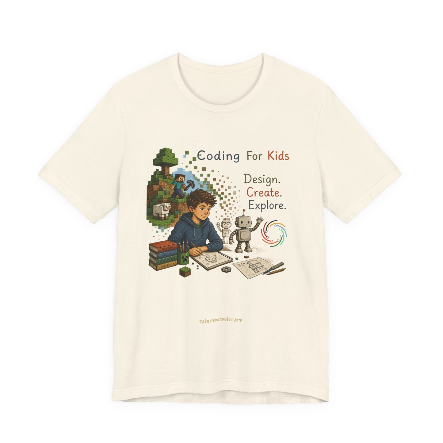 Coding for Kids Game Design Create Explore  – Unisex Jersey Short Sleeve Tee