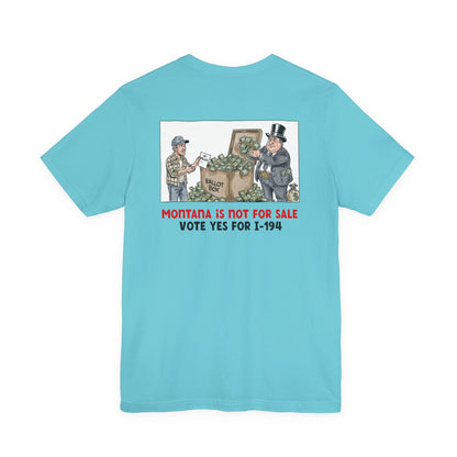 The Montana Plan, Ballot Box, image on the back, Unisex Jersey Short Sleeve Tee