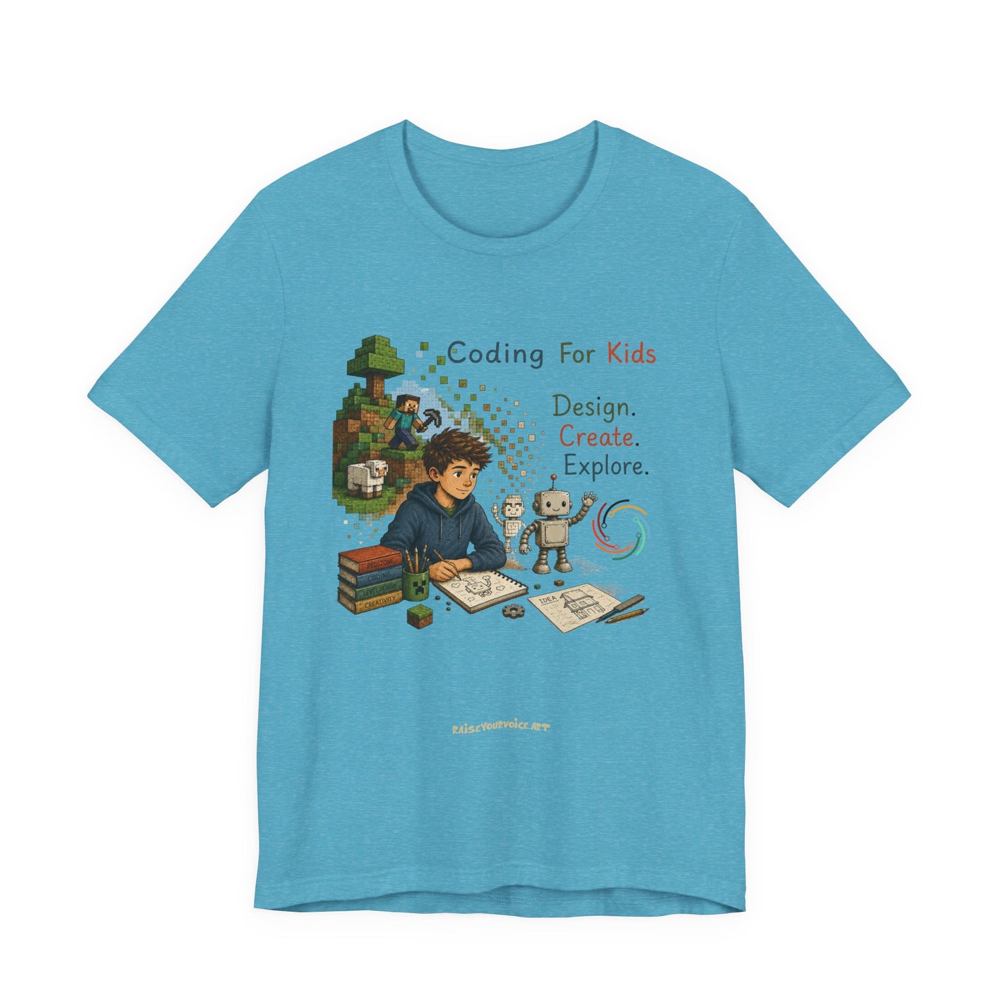 Coding for Kids Game Design Create Explore  – Unisex Jersey Short Sleeve Tee