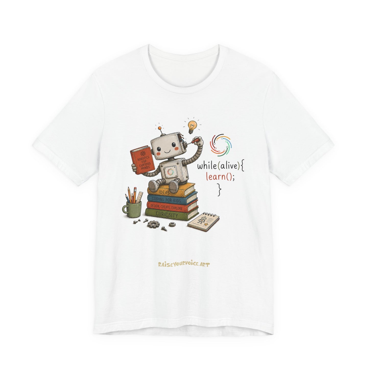 Coding for Kids while (alive) {learn ();} – Unisex Jersey Short Sleeve Tee