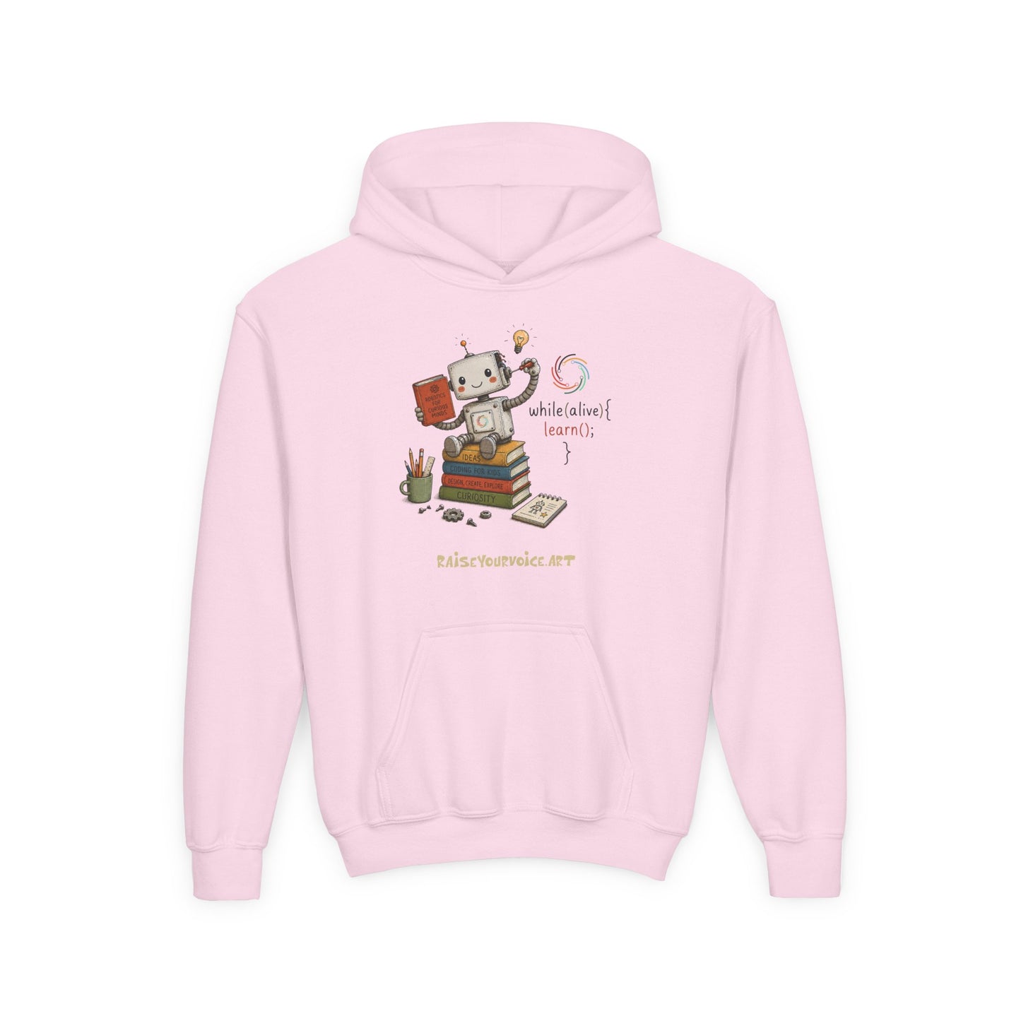 Coding for Kids while (alive) {learn ();} – Youth Heavy Blend Hooded Sweatshirt