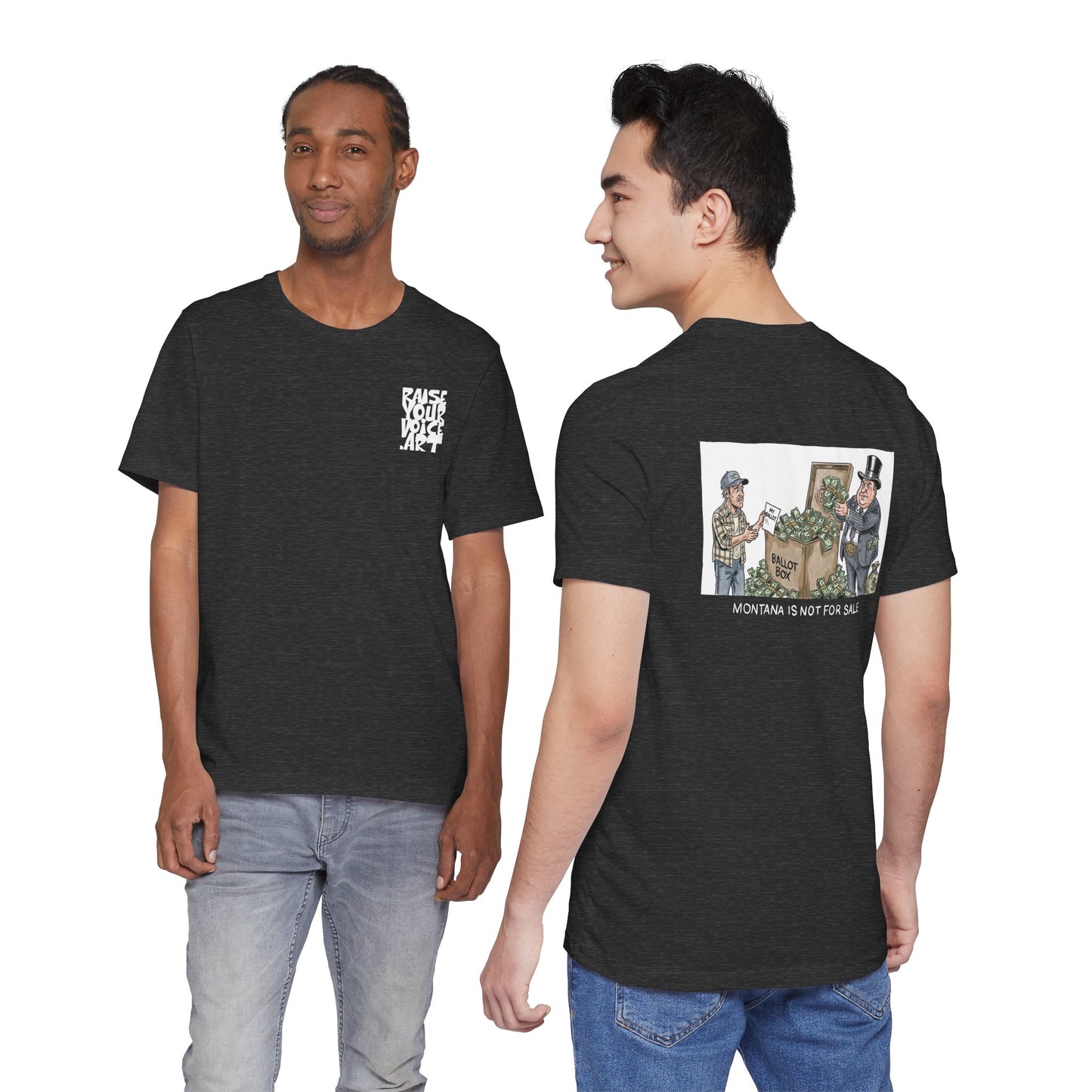 Montana Plan Ballot Box, image on back, unisex tee