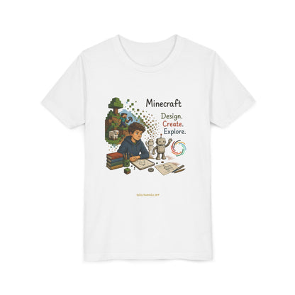 Coding For Kids Minecraft Design Create Explore  – Youth Short Sleeve Tee
