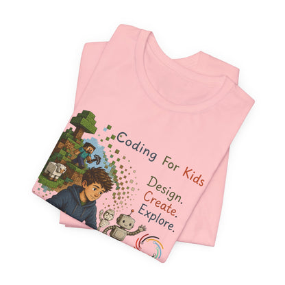 Coding for Kids Game Design Create Explore  – Unisex Jersey Short Sleeve Tee