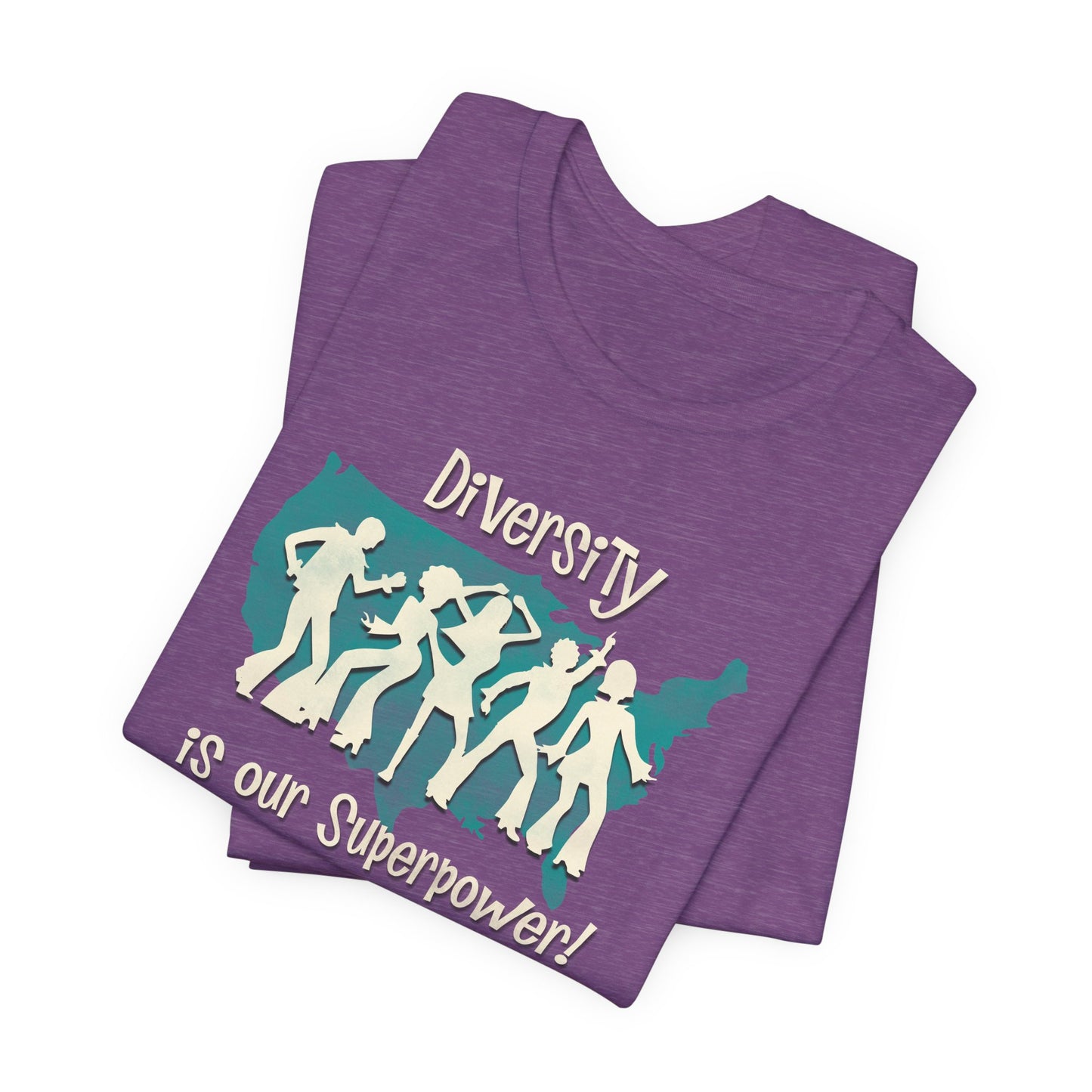 Diversity is our Superpower, 1970's dance party, unisex tee
