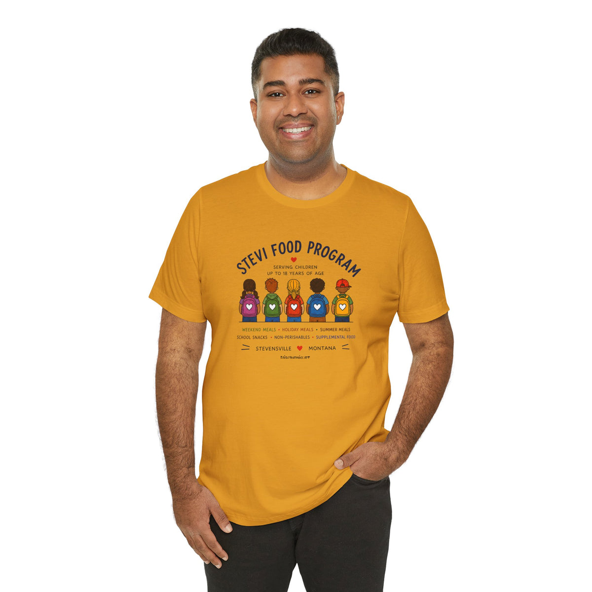 Stevi Food Program Backpacks – Unisex Jersey Short Sleeve Tee