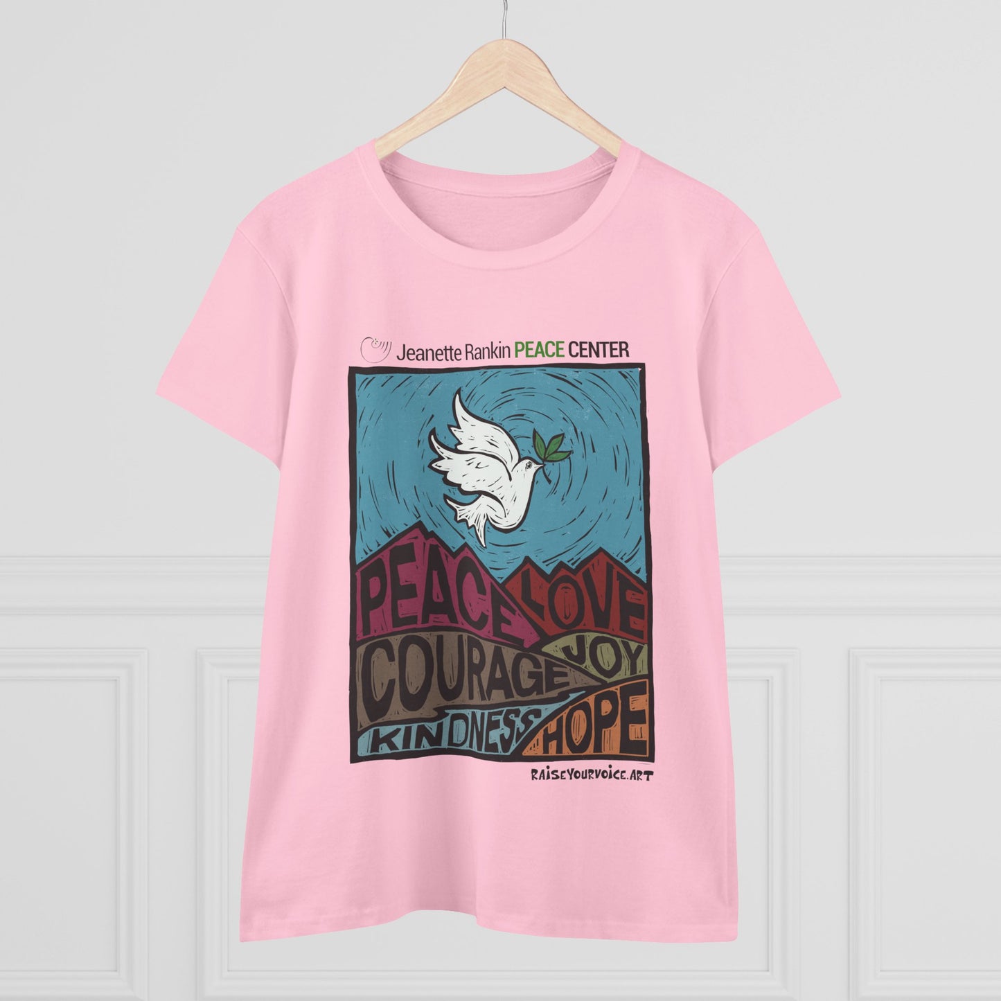 Jeanette Rankin Peace Center Women's Midweight Cotton Tee