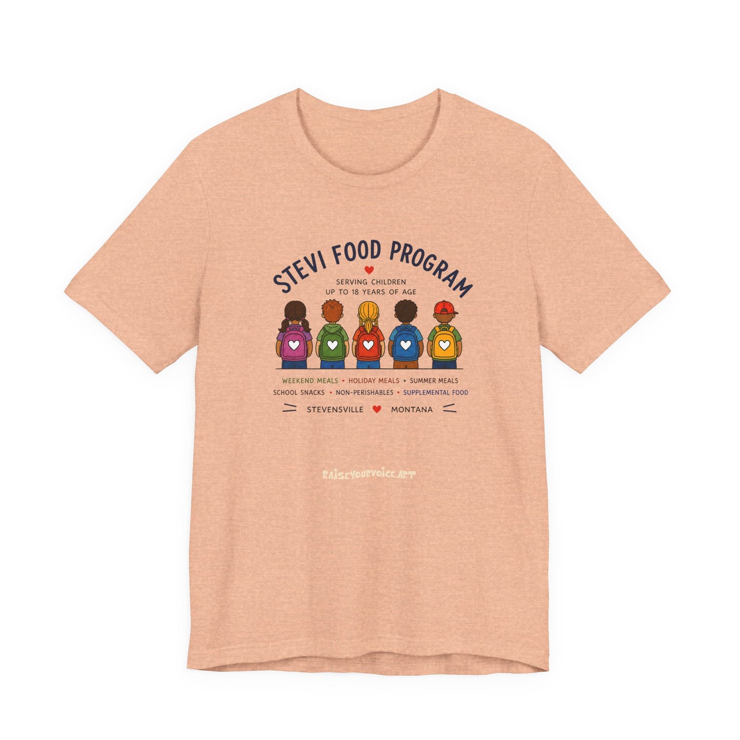 Stevi Food Program Backpacks – Unisex Jersey Short Sleeve Tee