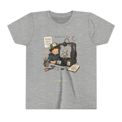 Coding for Kids 3D printing – Youth Short Sleeve Tee