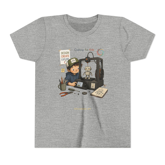Coding for Kids 3D printing – Youth Short Sleeve Tee