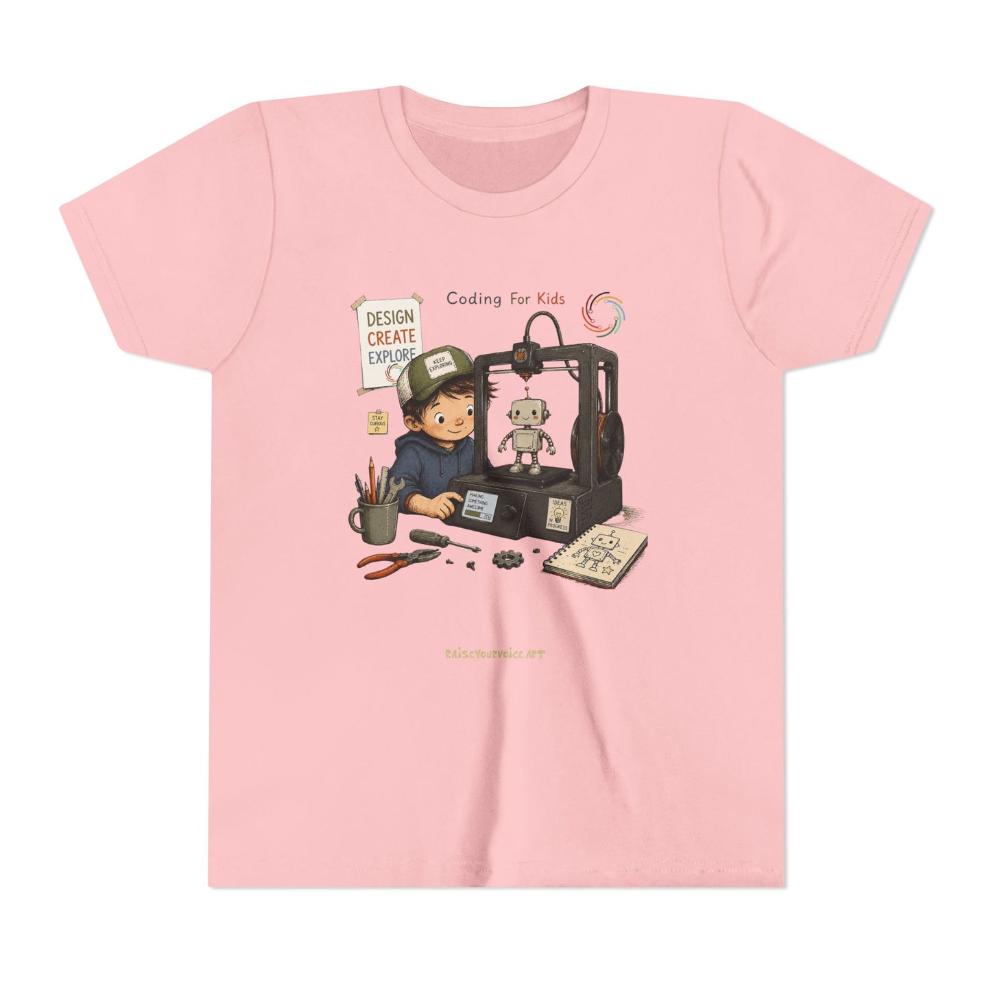 Coding for Kids 3D printing – Youth Short Sleeve Tee