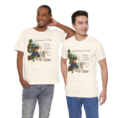 Coding for Kids Game Design Create Explore  – Unisex Jersey Short Sleeve Tee