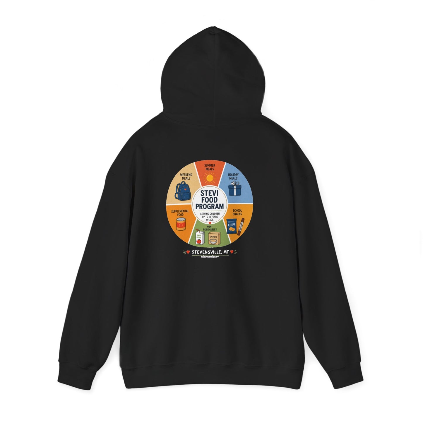 Stevi Food Program In The Round, image on the back – Unisex Heavy Blend™ Hooded Sweatshirt