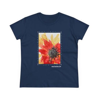 Women's Floral Midweight Cotton Tee, Comfortable Graphic Shirt, Summer Casual Wear, Gift for Her, Nature Lover's Fashion