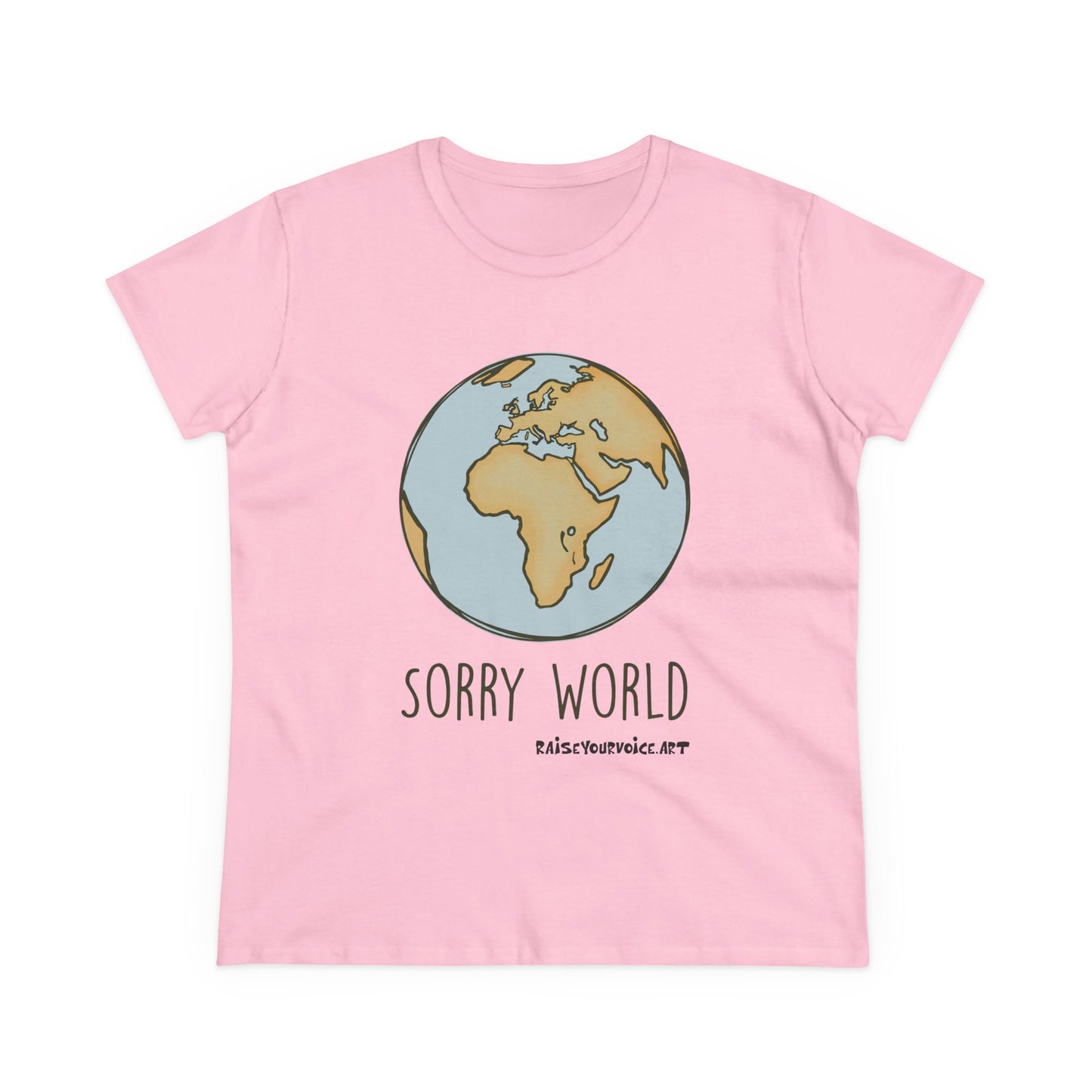 Earth-Inspired Sorry World Tee, Casual Cotton T-Shirt
