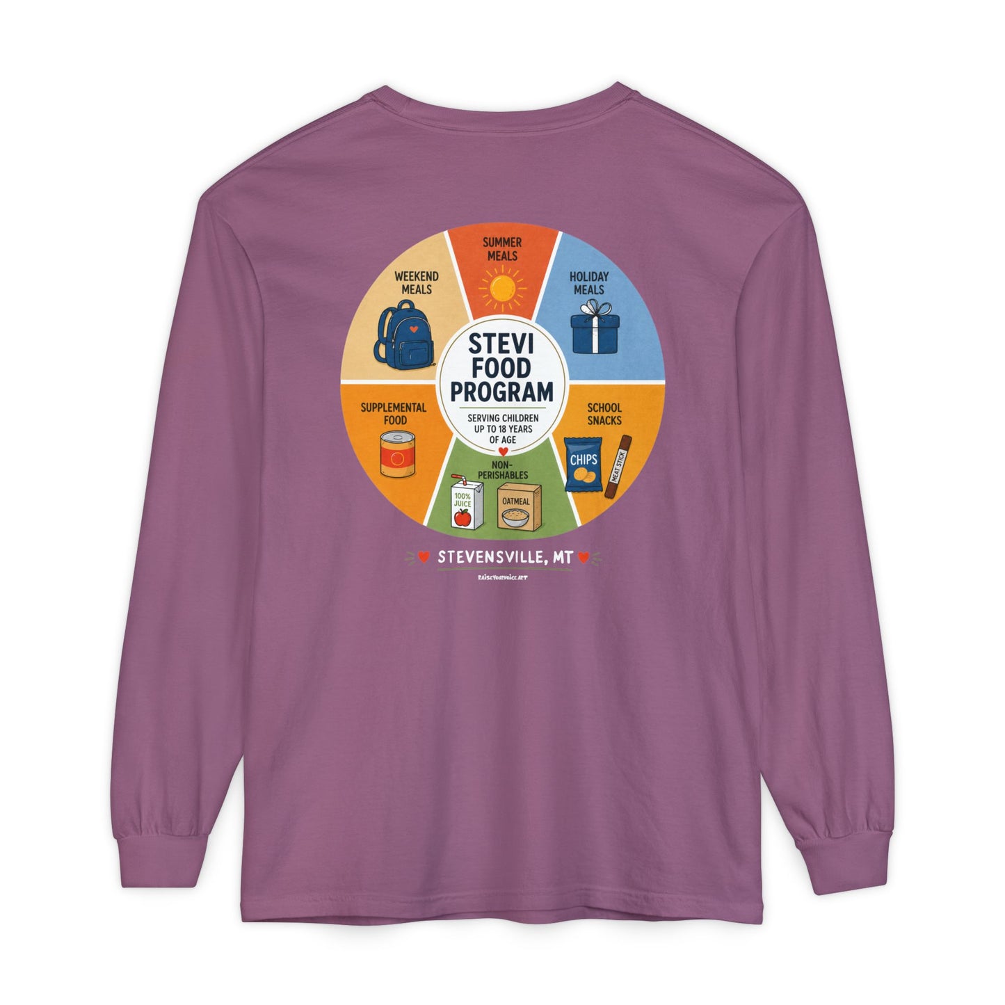 Stevi Food Program in the round, image on the back - Unisex Long Sleeve